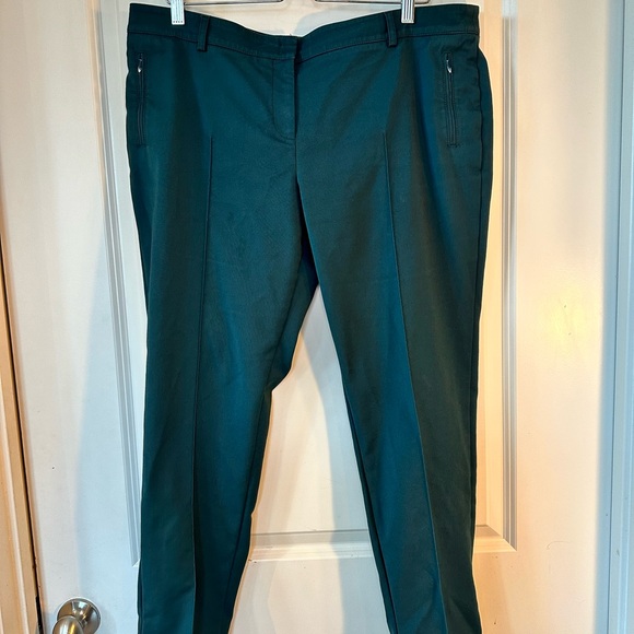 Akris Punto Teal Melissa Slim Fit Straight Leg Cigarette Pants, size 16 - Picture 9 of 9